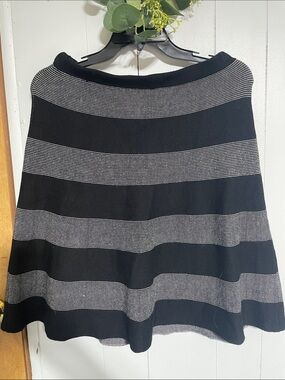 Spencer's Black and Gray Striped Skater Skirt
